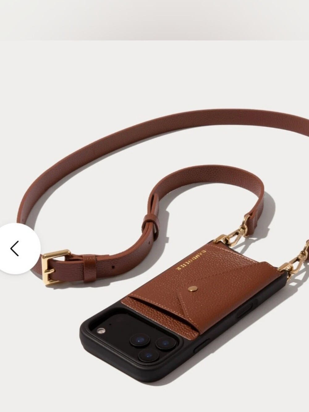 HaileyCrossbody IPhone 16  Pro Case Brown Cognac/Gold
